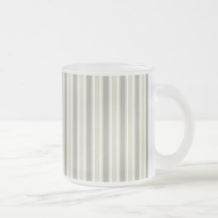 Beige candy stripes frosted glass coffee mug