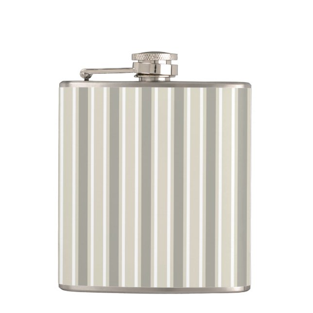 Beige candy stripes hip flask (Front)
