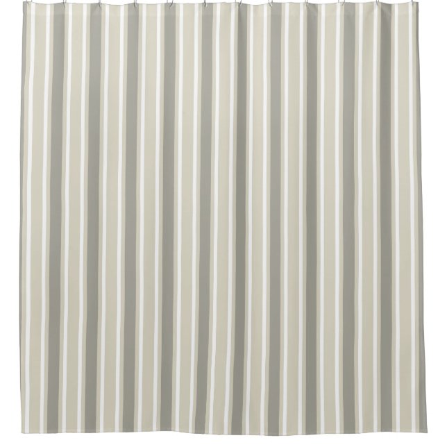 Beige candy stripes shower curtain (Front)