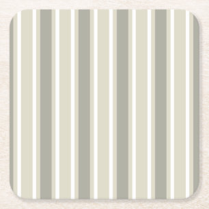 Beige candy stripes square paper coaster
