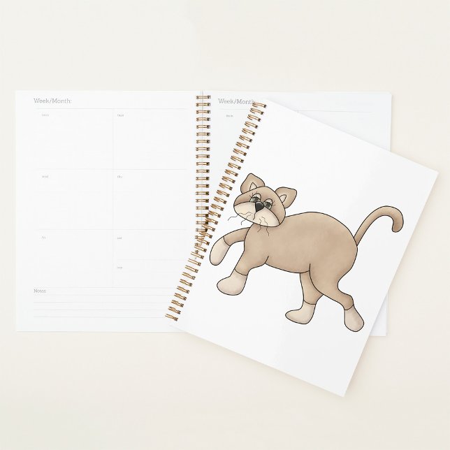 Beige Cat Drawing with Green Eyes Planner (Creator Uploaded)