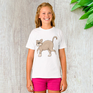 Beige Cat Drawing with Green Eyes T-Shirt