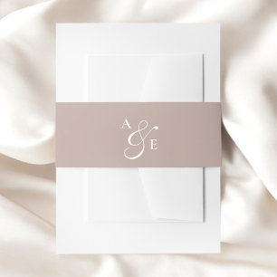 Beige Champagne Monogram Script Ampersand Invitation Belly Band