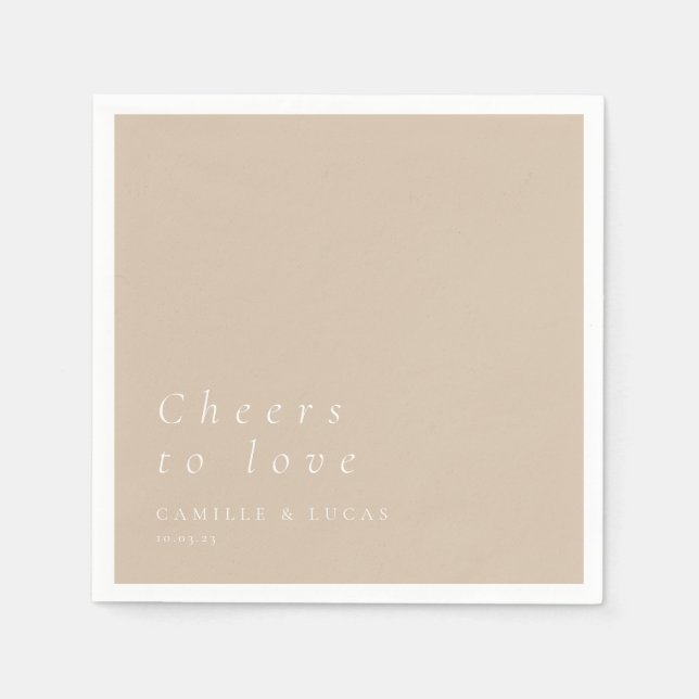 Beige Cheers To Love Personalised Wedding  Napkin (Front)