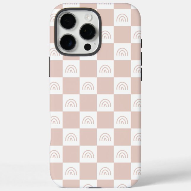 Beige Chequered hard  Case-Mate iPhone Case (Back)