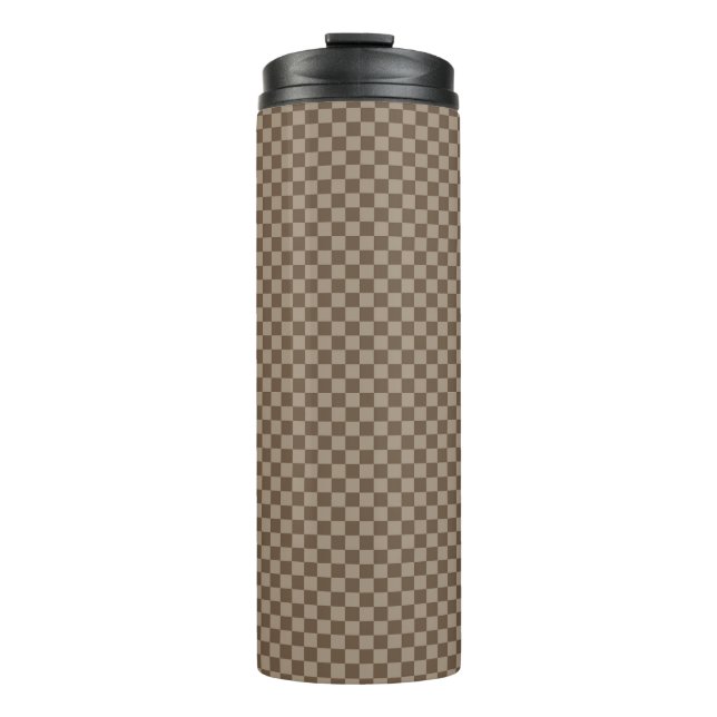 Beige Chequered Pattern  Thermal Tumbler (Front)