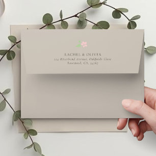 Beige Chic Blush Floral Wedding Envelope