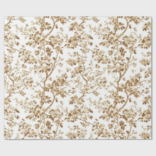 Beige Chinoiserie Blossom Branches Wrapping Paper