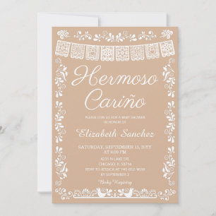 Beige Cielito Lindo Hermoso Cariño Baby Shower Invitation