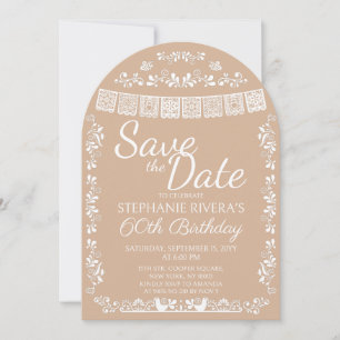 Beige Cielito Lindo Save the Date 60th Birthday Invitation