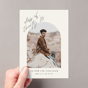 Beige Class of 2025 Arch Photo Graduation Acrylic Invitations