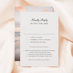 Beige Classic Calligraphy Photo Wedding RSVP Card