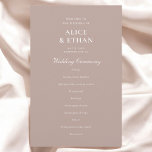 Beige Classic Minimalist Wedding Program<br><div class="desc">Elevate your special day with our Elegant Wedding Program Card in a luxurious beige champagne colour. On the front, beautifully display the couple’s name along with the full wedding ceremony itinerary, guiding your guests through each cherished moment. On the back, celebrate your wedding party members and personalise a heartfelt thank...</div>