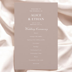 Beige Classic Minimalist Wedding Program