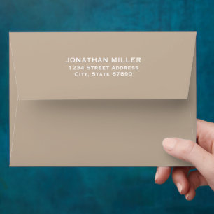 Beige Classic Typography Back Flap Return Address Envelope