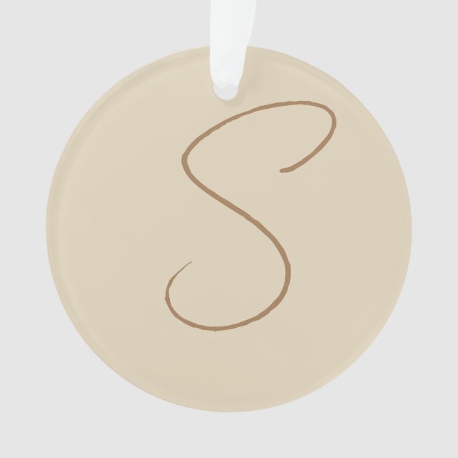 Beige Classical Handwritten Initial Monogram Ornament (Front)