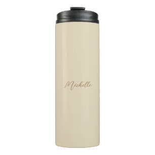 Beige Classical Professional Handwritten Name Thermal Tumbler