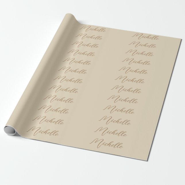 Beige Classical Professional Handwritten Name Wrapping Paper (Unrolled)