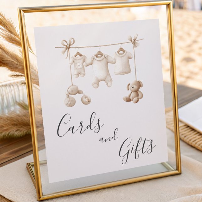 Beige Clothes And Toys Baby Shower Cards & Gifts Poster (Creator Uploaded)