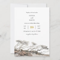 Beige Coastal Windswept Trees View Beach Wedding