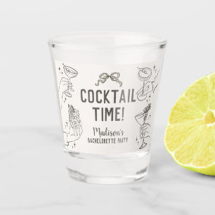 Beige Cocktail Party Retro Bachelorette Favours Shot Glass