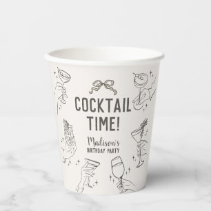 Beige Cocktail Party Retro Birthday Party Paper Cups