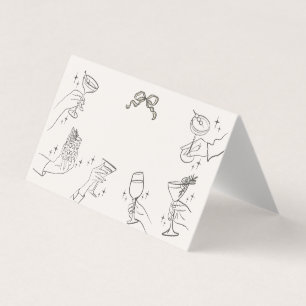 Beige Cocktail Party Retro Table Place Cards