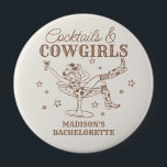 Beige Cocktails and Cowgirls Bachelorette Favours 10 Cm Round Badge<br><div class="desc">Get ready to celebrate your bride to be in true Nashville style with this Cocktails and Cowgirls Collection! Featuring a chic cowgirl lounging in a cocktail glass and neutral beige and brown accents, it’s giving Nashville Girls Night vibes. Grab your boots and your besties because this is going to be...</div>