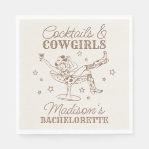 Beige Cocktails and Cowgirls Rodeo Bachelorette Napkin