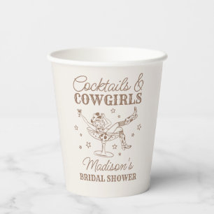 Beige Cocktails and Cowgirls Rodeo Bridal Shower Paper Cups