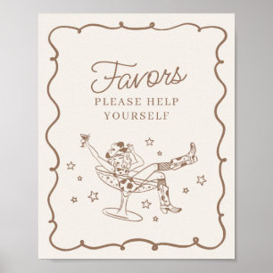 Beige Cocktails and Cowgirls Rodeo Favours Sign