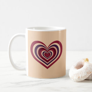 Beige Coffee Mug With Retro Red Heart