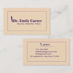 Beige college professor  business card