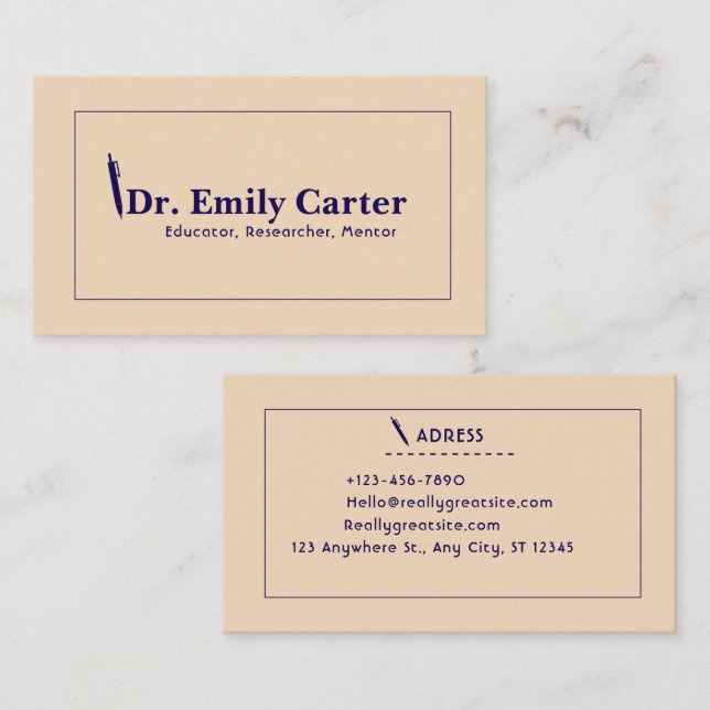 Beige college professor  business card (Front/Back)
