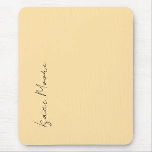 Beige Color Plain Elegant Script Calligraphy Name Mouse Mat
