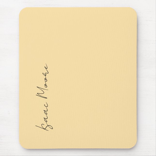Beige Color Plain Elegant Script Calligraphy Name Mouse Mat (Front)