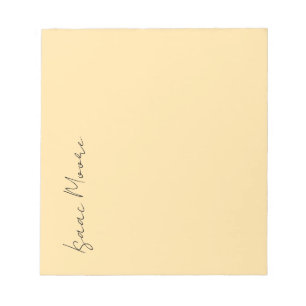 Beige Color Plain Elegant Script Calligraphy Name Notepad