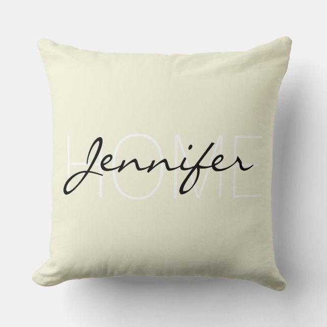 Beige colour home monogram cushion (Front)