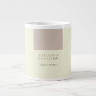 Beige Colour White Trendy Minimalist Large Coffee Mug