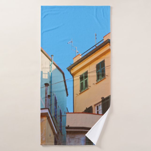BEIGE CONCRETE HOUSE BESIDE BROWN HOUSE BATH TOWEL (Bath Towel)
