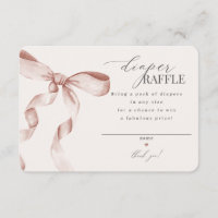 Beige Coquette Bow Diaper Raffle invitation insert