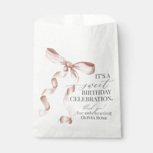 Beige Coquette Bow Girl Birthday Party Dessert  Favour Bags