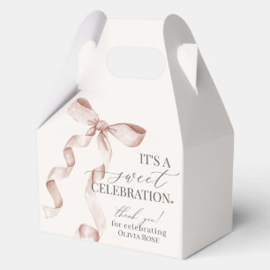 Beige Coquette Bow Girl Birthday Party Gift Favour Box