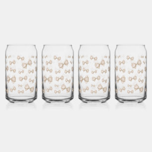 Beige Coquette Bow Pattern Can Glass