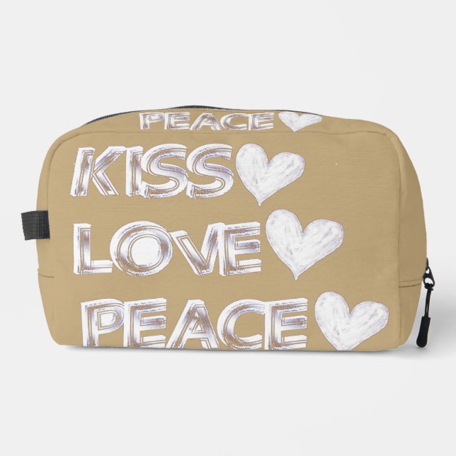Beige Cosmetic Bag - beige heart (Front)
