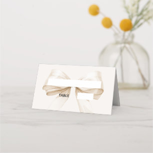 Beige Cream Bow Ivory Place Cards Elegant Folded