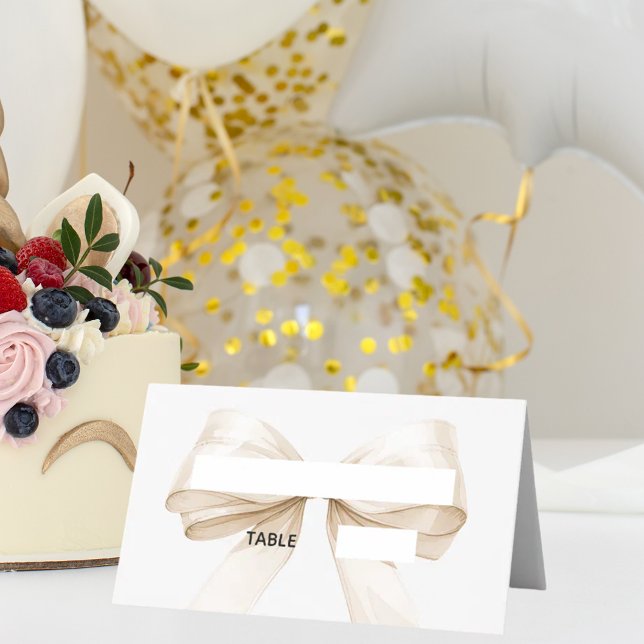Beige cream Bow Place Cards | Elegant Folded (Creator Uploaded)
