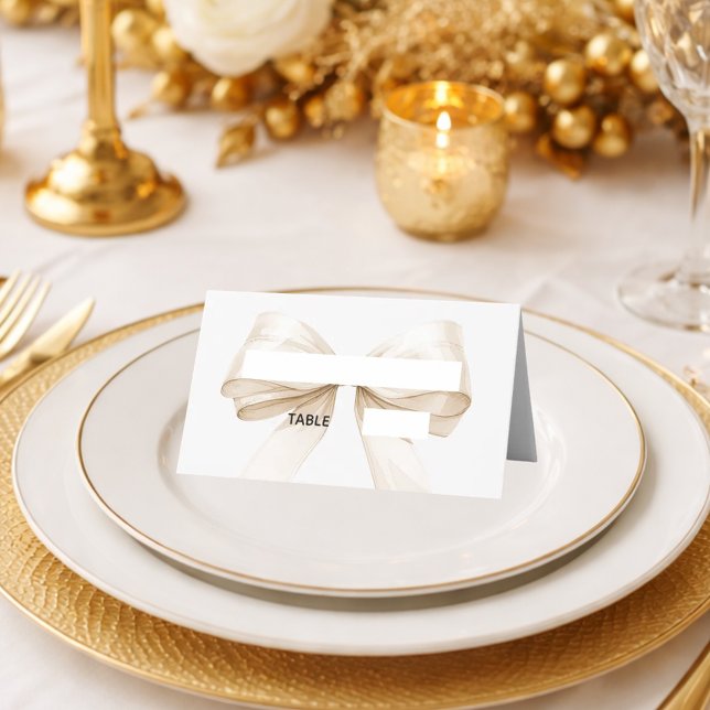 Beige cream Bow Place Cards Elegant Folded (Creator Uploaded)