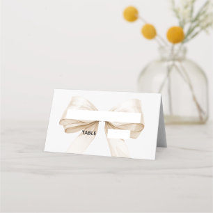 Beige cream Bow Place Cards   Elegant Folded