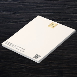 Beige cream business logo QR code Notepad
